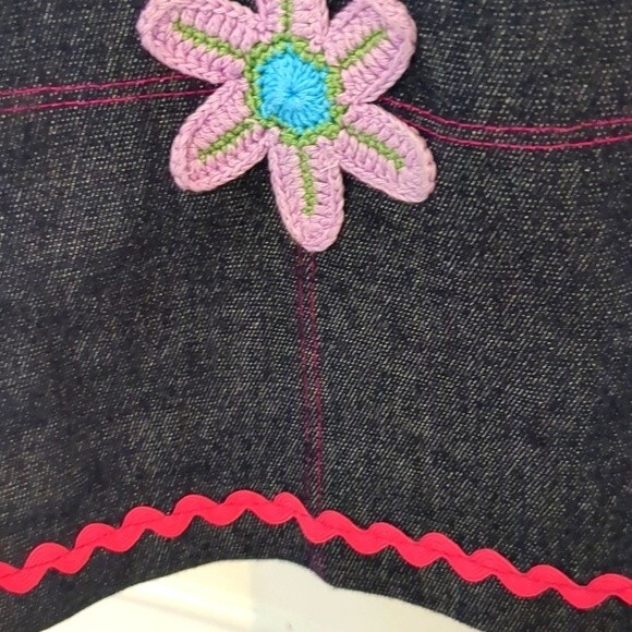 MARIO & GENA FLOWER PANTS EMBROIDERED RICK RACK TRIM CROP BELL BOTTOMS Vintage - Picture 9 of 10